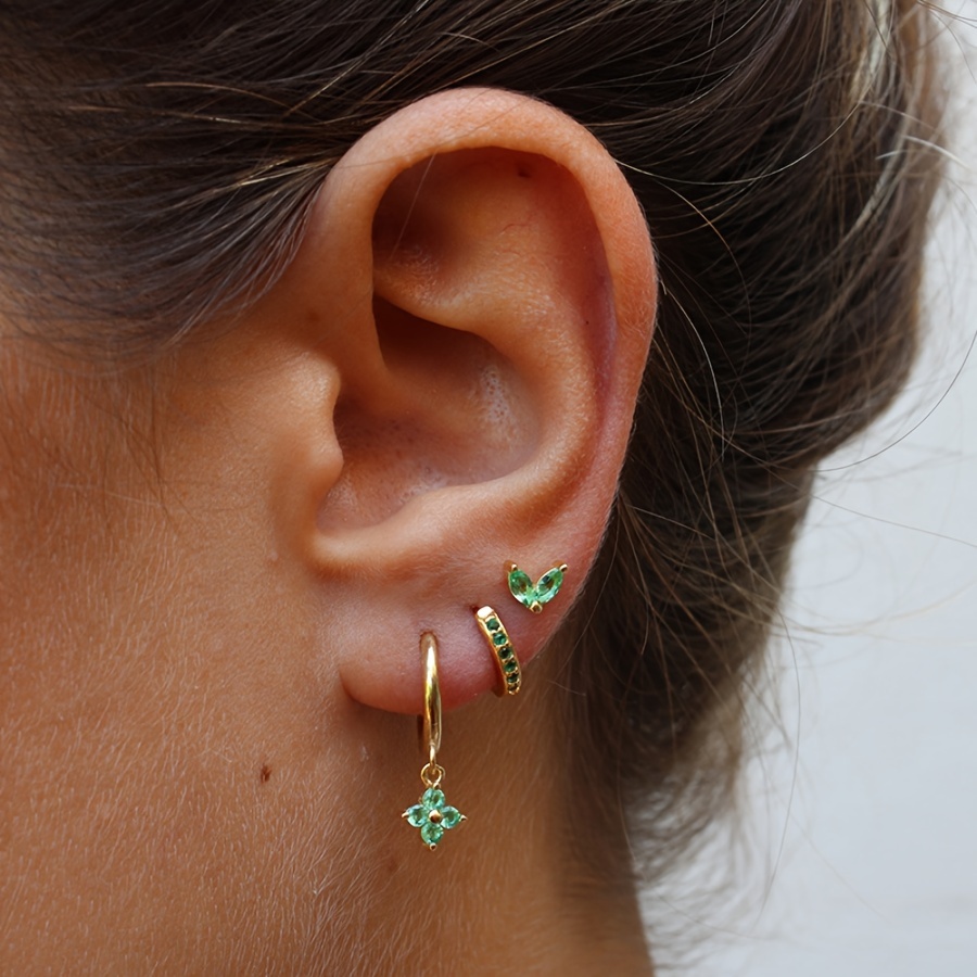 3pcs Cubic Zirconia Hoop Earrings for Women Cartilage Piercing